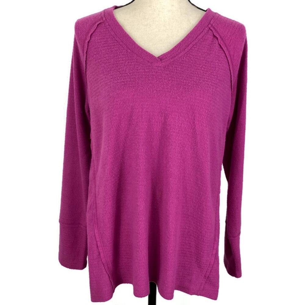 WILDFOX Haley Brushed Sweater Long Sleeve V-Neck Elderberry Womens Size Sm
